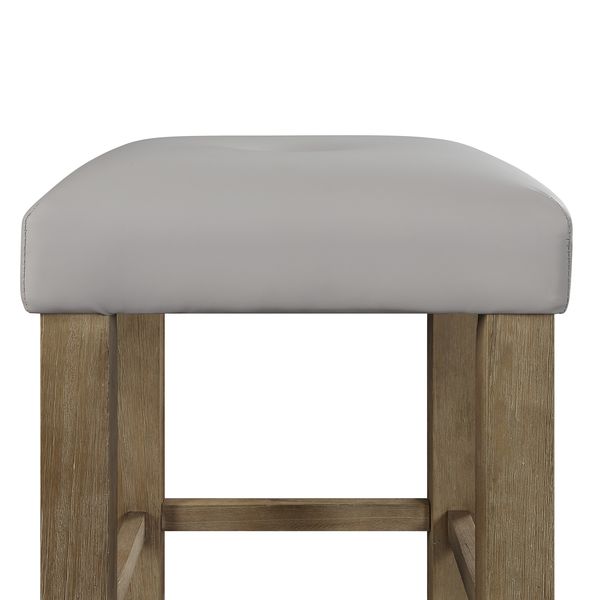 Acme - Charnell Counter Height Stool (Set-2) DN00552 Gray Synthetic Leather & Oak Finish