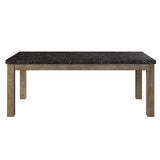 Acme - Charnell Dining Table DN00553 Marble Top & Oak Finish