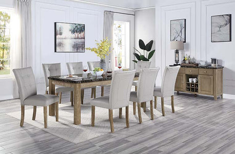 Acme - Charnell Dining Table DN00553 Marble Top & Oak Finish