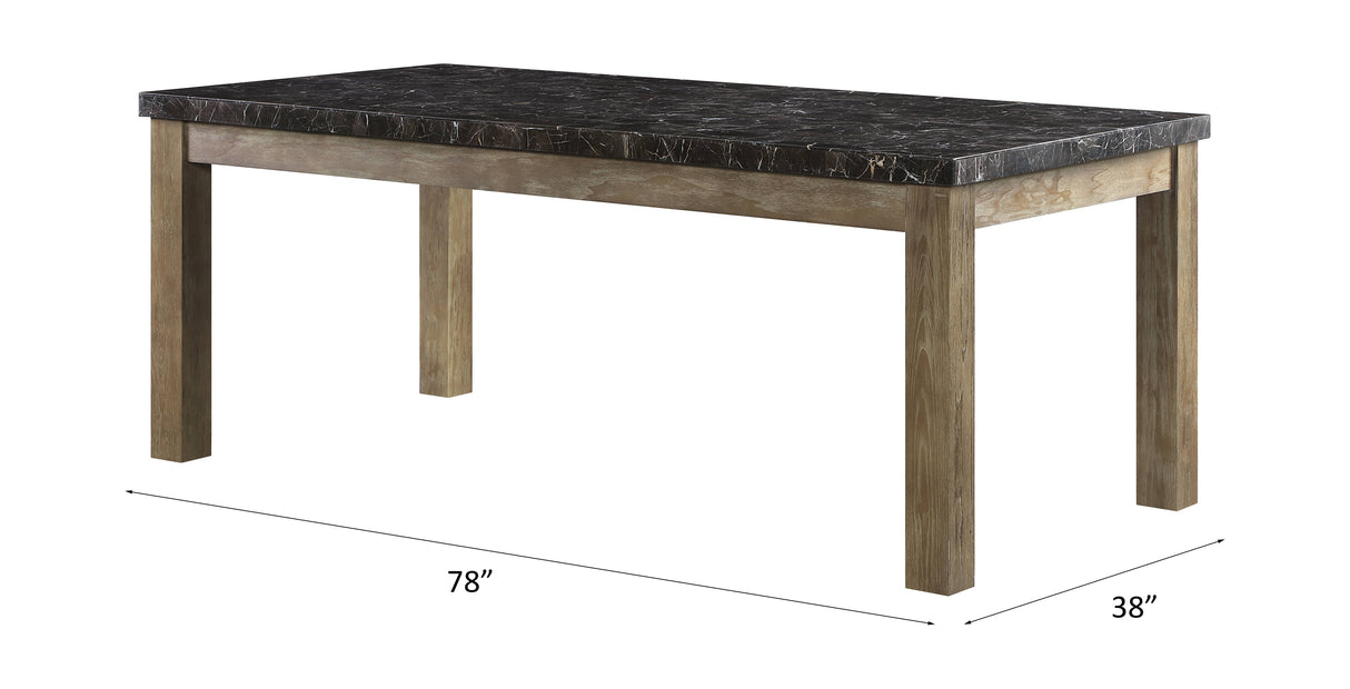 Acme - Charnell Dining Table DN00553 Marble Top & Oak Finish