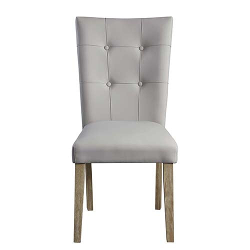 Acme - Charnell Side Chair (Set-2) DN00554 Gray Synthetic Leather & Oak Finish