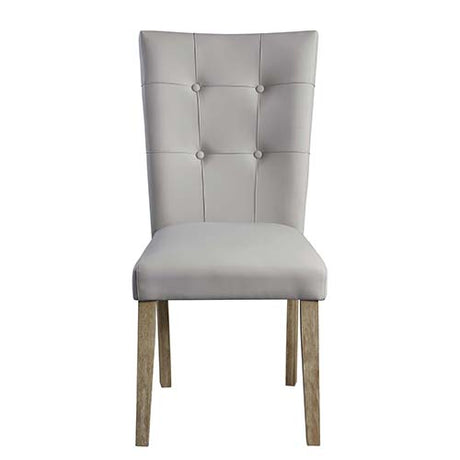 Acme - Charnell Side Chair (Set-2) DN00554 Gray Synthetic Leather & Oak Finish