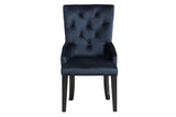 Acme - Varian II Side Chair DN00592 Dark Navy Blue Velvet & Black Finish