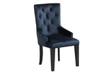 Acme - Varian II Side Chair DN00592 Dark Navy Blue Velvet & Black Finish