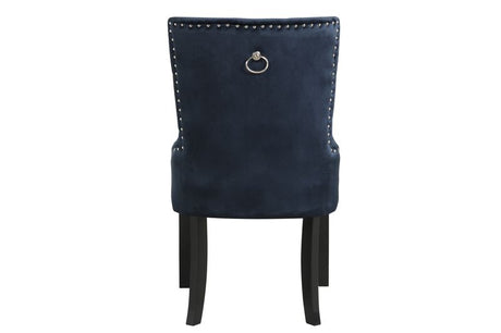 Acme - Varian II Side Chair DN00592 Dark Navy Blue Velvet & Black Finish