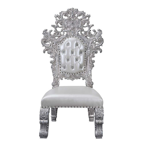 Acme - Valkyrie Side Chair (Set-2) DN00690 Synthetic Leather & Antique Platinum Finish