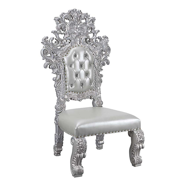 Acme - Valkyrie Side Chair (Set-2) DN00690 Synthetic Leather & Antique Platinum Finish