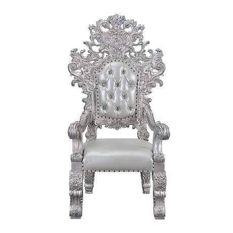 Acme - Valkyrie Arm Chair (Set-2) DN00691 Synthetic Leather & Antique Platinum Finish