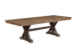 Acme - Pascaline Dining Table DN00702 Gray Fabric, Rustic Brown & Oak Finish