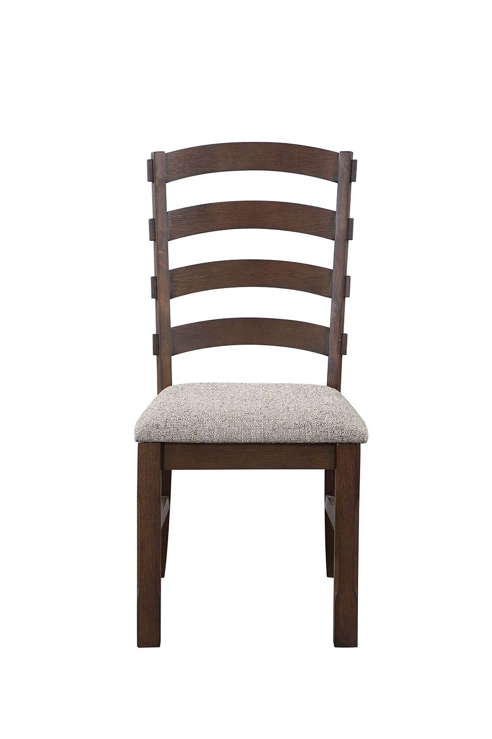 Acme - Pascaline Side Chair (Set-2) DN00703 Gray Fabric, Rustic Brown & Oak Finish