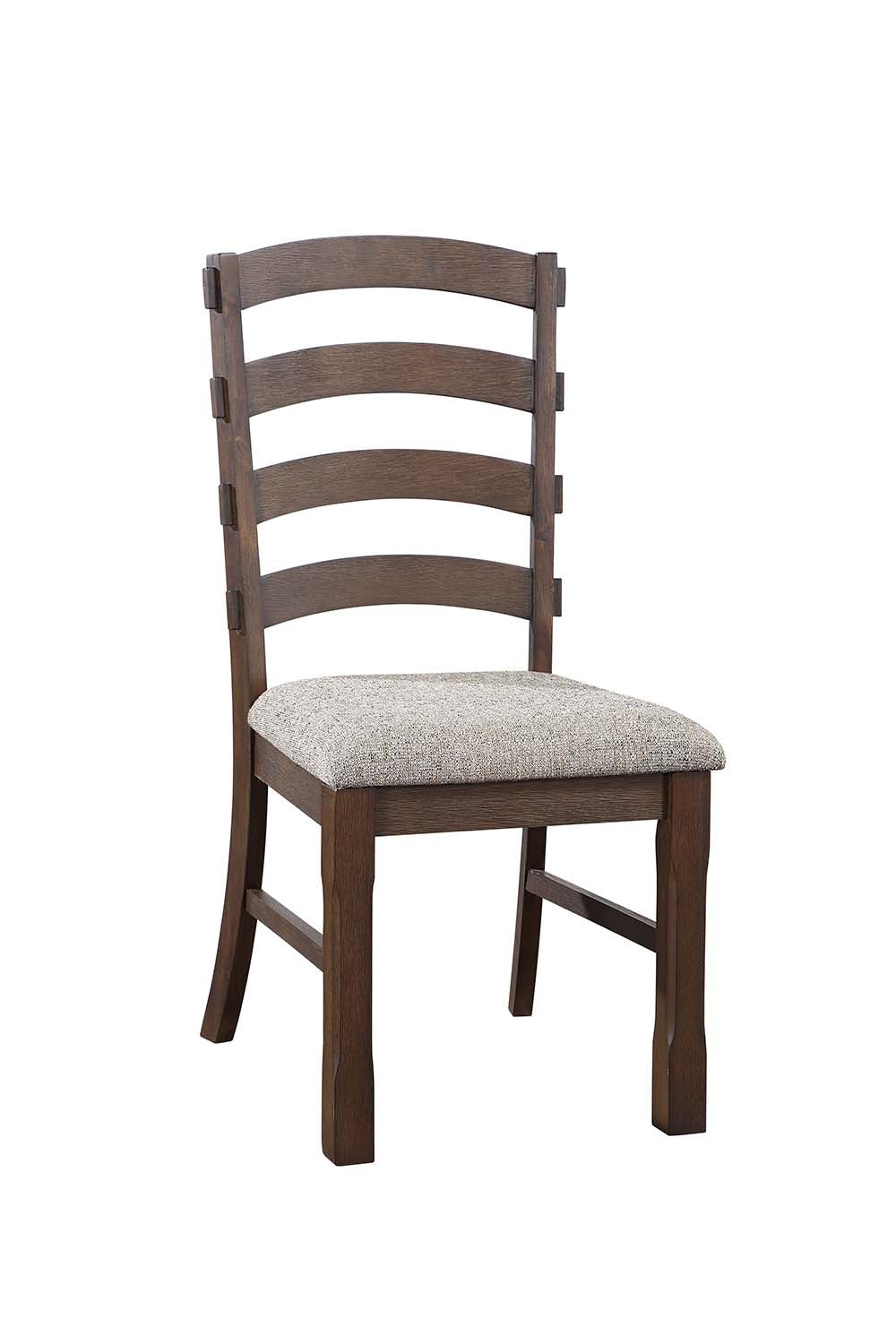 Acme - Pascaline Side Chair (Set-2) DN00703 Gray Fabric, Rustic Brown & Oak Finish