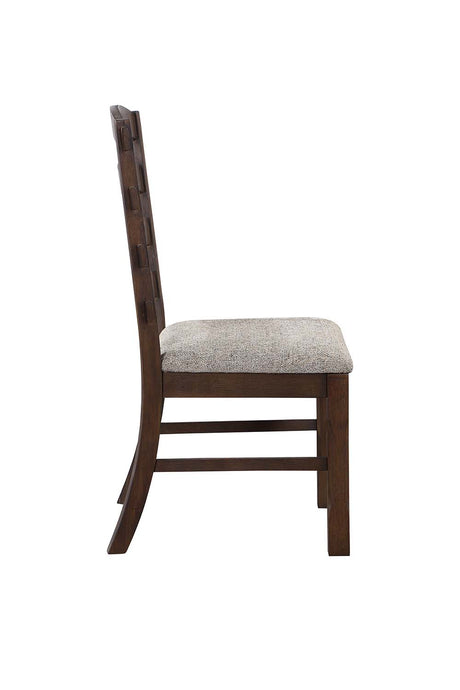 Acme - Pascaline Side Chair (Set-2) DN00703 Gray Fabric, Rustic Brown & Oak Finish