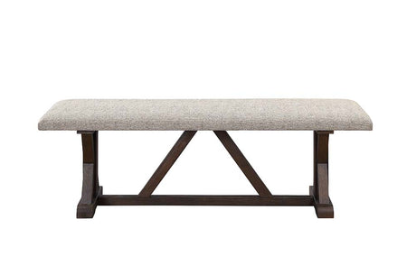 Acme - Pascaline Bench DN00704 Gray Fabric, Rustic Brown & Oak Finish