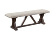 Acme - Pascaline Bench DN00704 Gray Fabric, Rustic Brown & Oak Finish