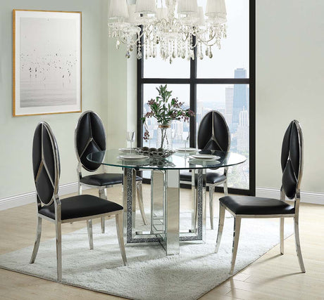 Acme - Noralie Dining Table DN00715 Mirrored & Faux Diamonds