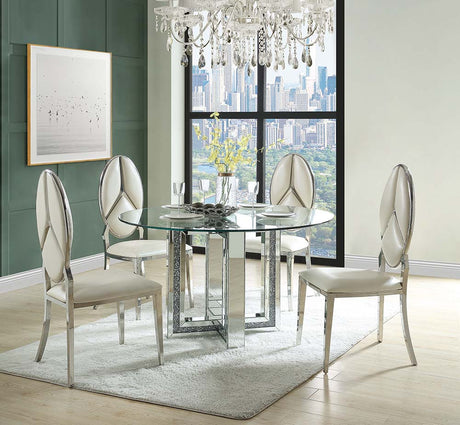 Acme - Noralie Dining Table DN00715 Mirrored & Faux Diamonds