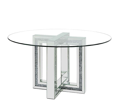 Acme - Noralie Dining Table DN00715 Mirrored & Faux Diamonds