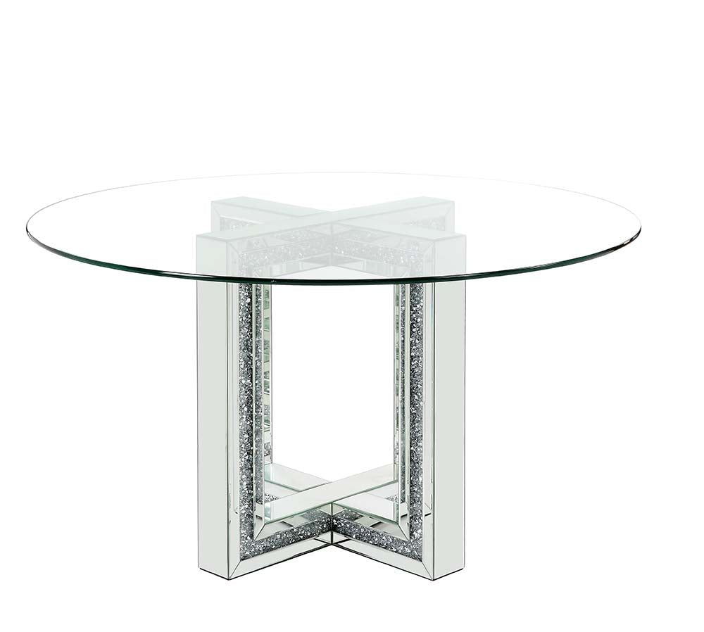 Acme - Noralie Dining Table DN00715 Mirrored & Faux Diamonds