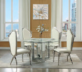 Acme - Noralie Dining Table DN00715 Mirrored & Faux Diamonds