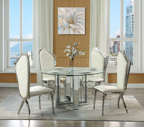 Acme - Noralie Dining Table DN00715 Mirrored & Faux Diamonds