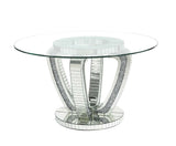 Acme - Noralie Dining Table DN00717 Mirrored & Faux Diamonds