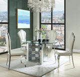 Acme - Noralie Dining Table DN00718 Mirrored & Faux Diamonds