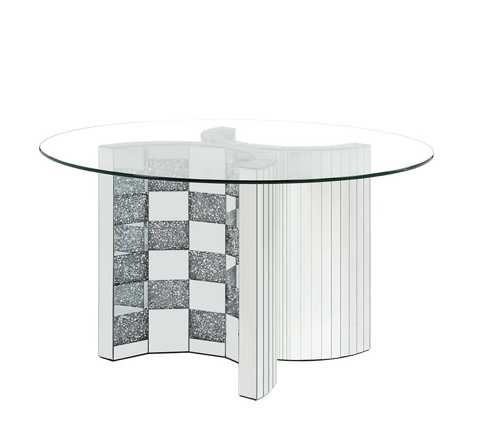 Acme - Noralie Dining Table DN00718 Mirrored & Faux Diamonds