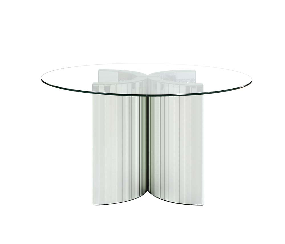 Acme - Noralie Dining Table DN00718 Mirrored & Faux Diamonds