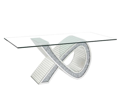 Acme - Noralie Dining Table DN00719 Mirrored & Faux Diamonds