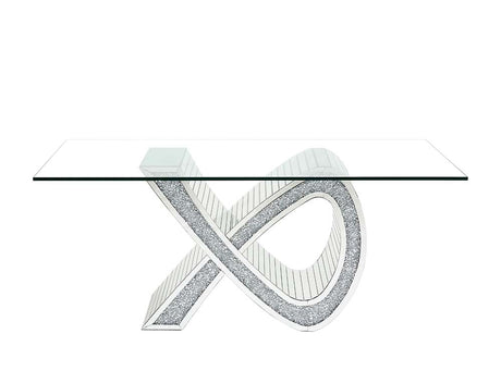 Acme - Noralie Dining Table DN00719 Mirrored & Faux Diamonds