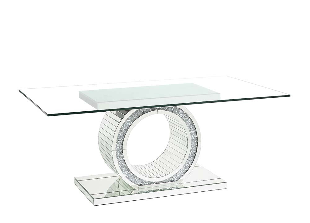 Acme - Noralie Dining Table DN00720 Mirrored & Faux Diamonds
