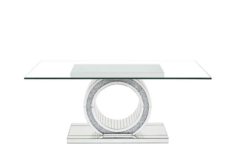 Acme - Noralie Dining Table DN00720 Mirrored & Faux Diamonds