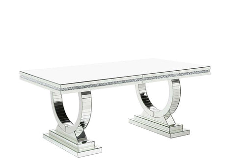 Acme - Noralie Dining Table DN00721 Mirrored & Faux Diamonds