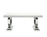 Acme - Noralie Dining Table DN00721 Mirrored & Faux Diamonds