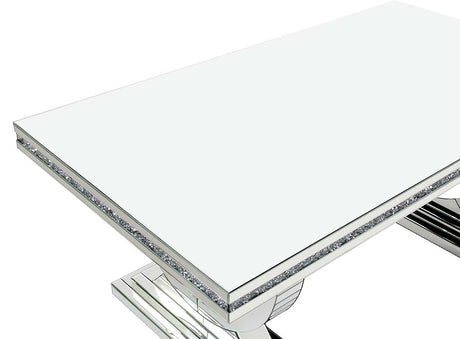 Acme - Noralie Dining Table DN00721 Mirrored & Faux Diamonds