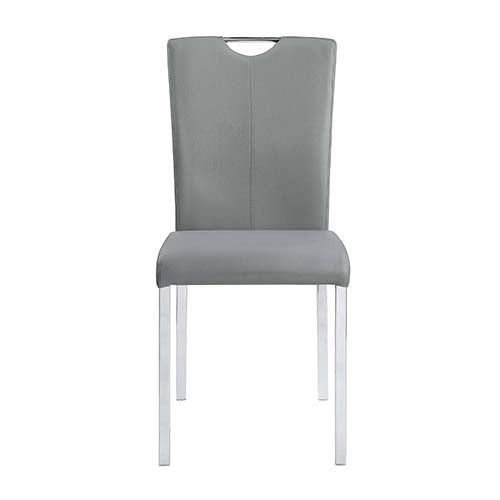 Acme - Pagan Side Chair (Set-2) DN00741 Gray Synthetic Leather & Chrome Finish