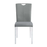 Acme - Pagan Side Chair (Set-2) DN00741 Gray Synthetic Leather & Chrome Finish