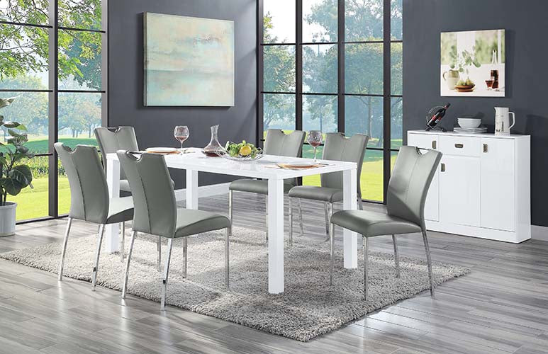 Acme - Pagan Side Chair (Set-2) DN00741 Gray Synthetic Leather & Chrome Finish