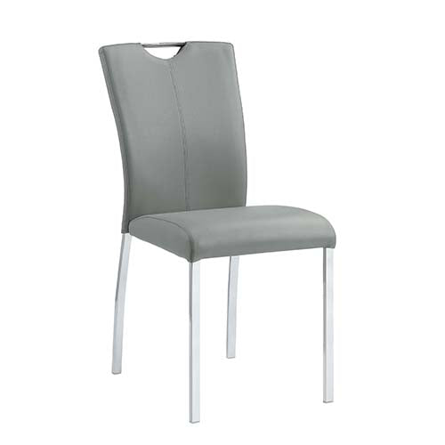 Acme - Pagan Side Chair (Set-2) DN00741 Gray Synthetic Leather & Chrome Finish