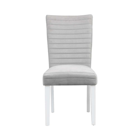 Acme - Elizaveta Side Chair (Set-2) DN00815 Gray Velvet &White  High Gloss Finish