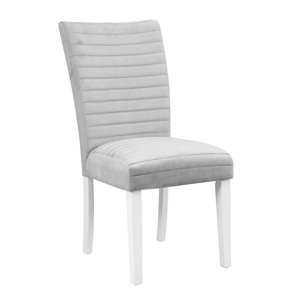 Acme - Elizaveta Side Chair (Set-2) DN00815 Gray Velvet &White  High Gloss Finish