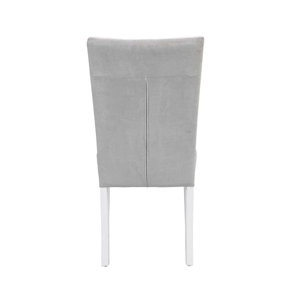 Acme - Elizaveta Side Chair (Set-2) DN00815 Gray Velvet &White  High Gloss Finish