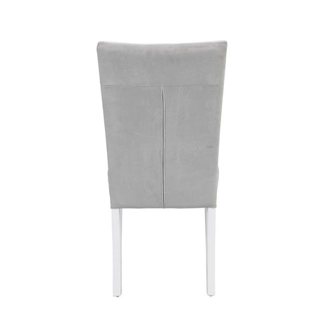 Acme - Elizaveta Side Chair (Set-2) DN00815 Gray Velvet &White  High Gloss Finish