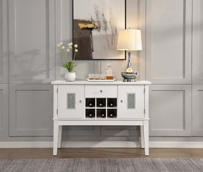Acme - Elizaveta Server DN00816 Faux Crystal Diamonds &White High Gloss Finish