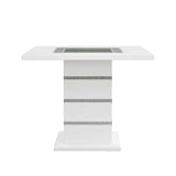 Acme - Elizaveta Counter Height Table W/Pedestal Base DN00817 Faux Crystal Diamonds & White  High Gloss Finish