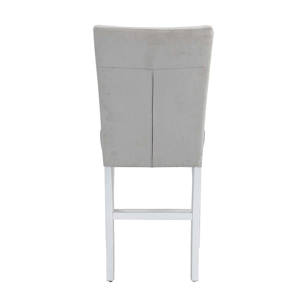 Acme - Elizaveta Counter Height Chair (Set-2) DN00818 Gray Velvet &White  High Gloss Finish