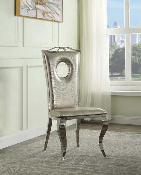 Cyrene Side Chair (Set - 2) DN00925 Beige Synthetic Leather | Acme - DN00925 - Home Elegance USA - 1