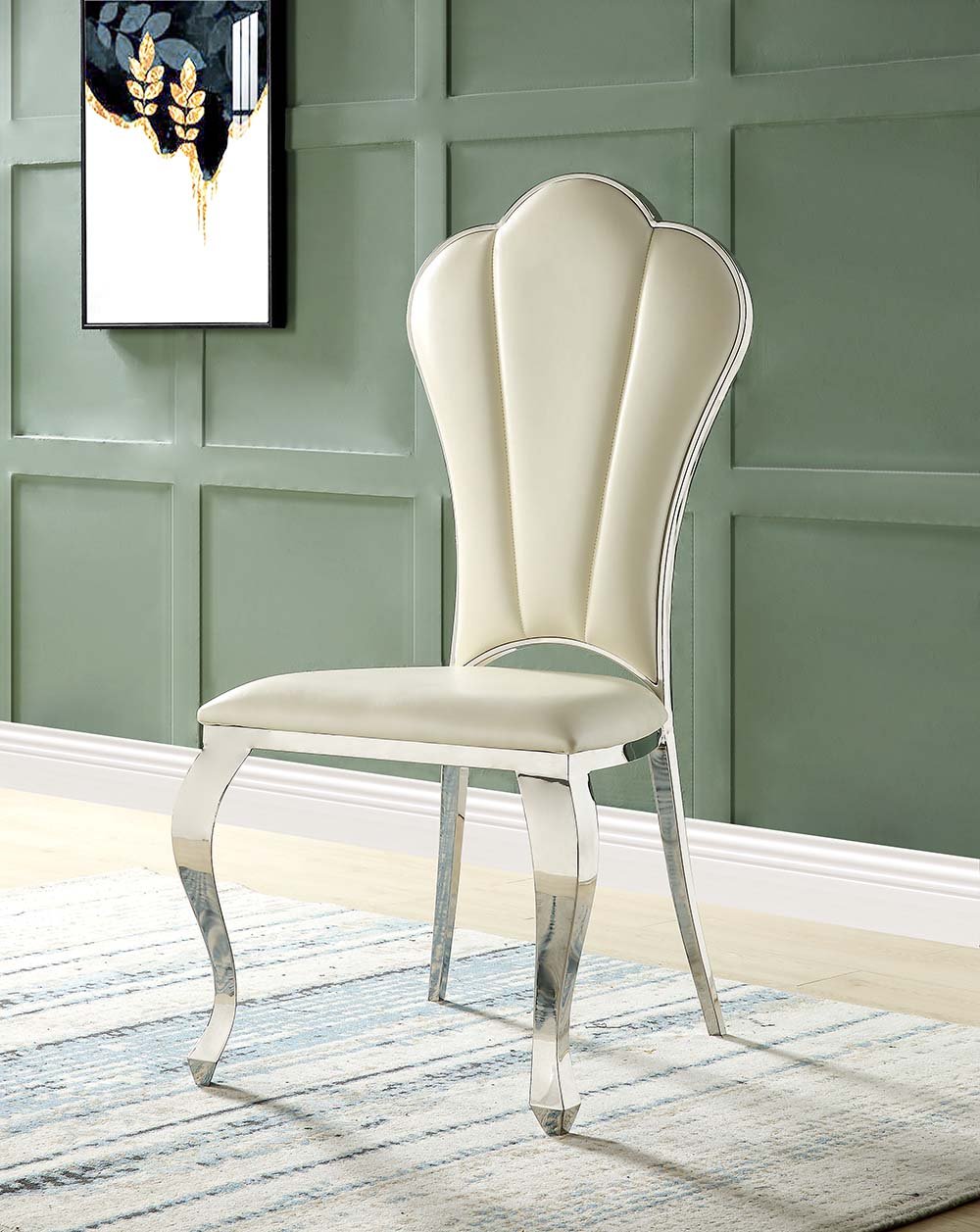 Cyrene Side Chair (Set - 2) DN00926 Beige Synthetic Leather | Acme | Home Elegance USA