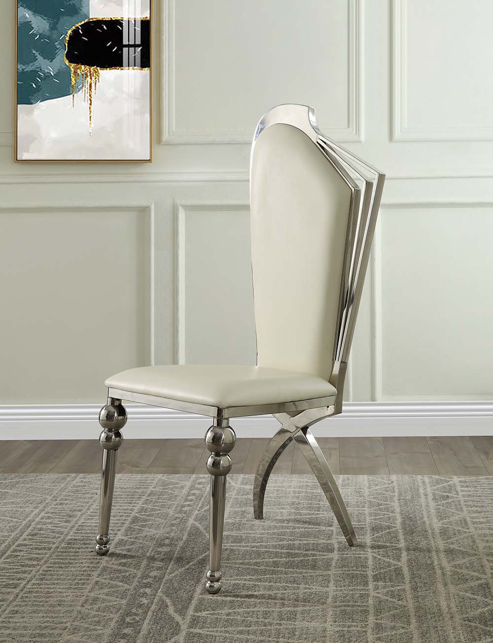 Cyrene Side Chair (Set - 2) DN00928 Beige Synthetic Leather | Acme | Home Elegance USA