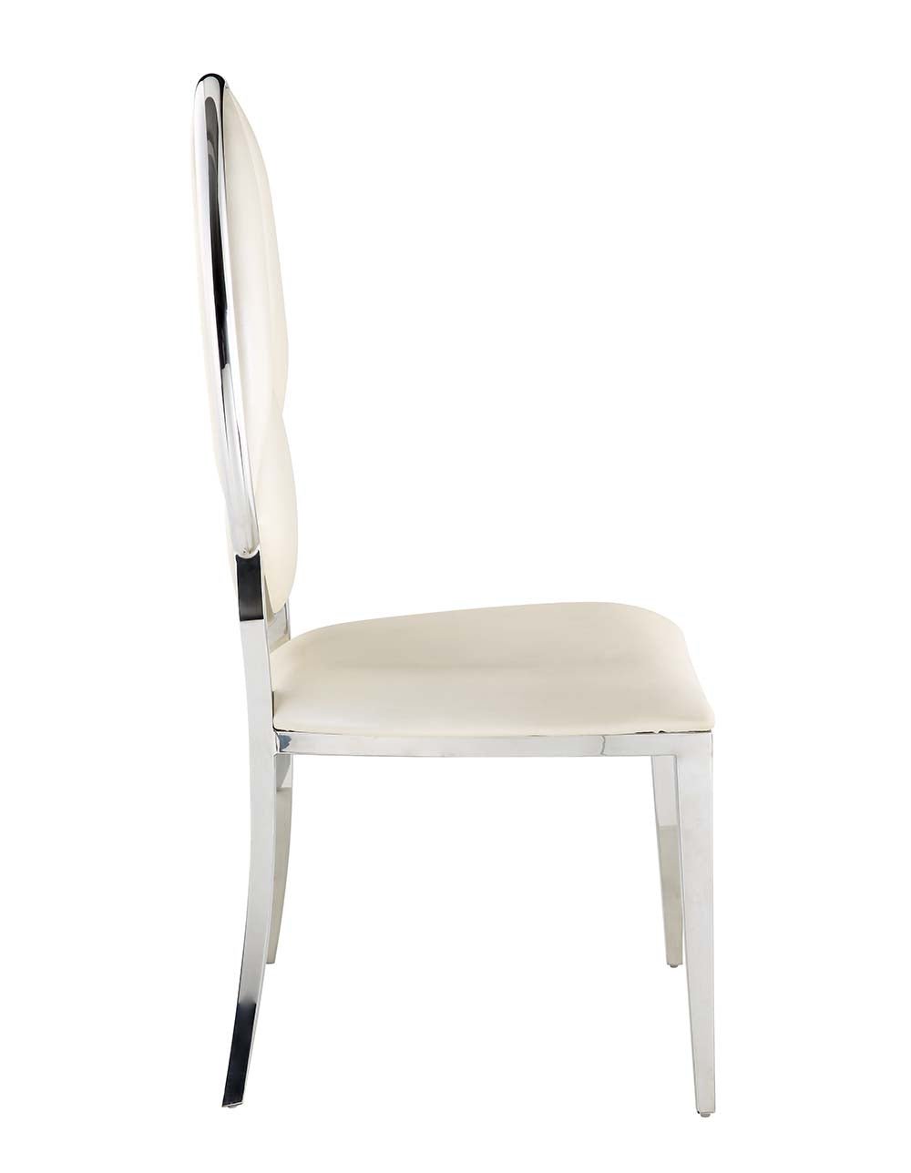 Cyrene Side Chair (Set - 2) DN00930 Beige Synthetic Leather & Antique White Finish | Acme | Home Elegance USA